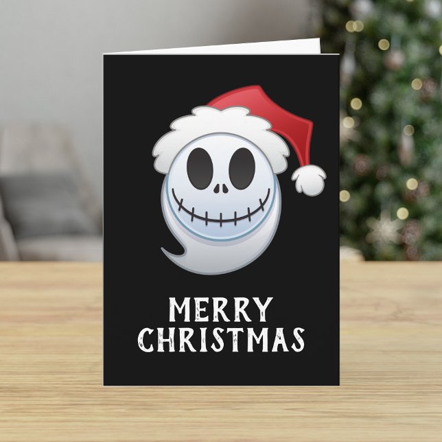 Hauntingly Festive Jack Skellington Santa Emoji Holiday Card (Creator Uploaded)