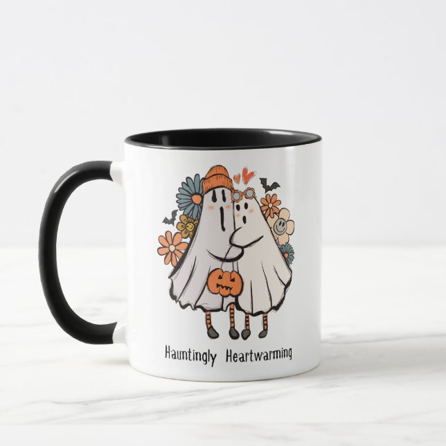 Hauntingly Heartwarming Cute Ghosts Halloween Mug (Left)