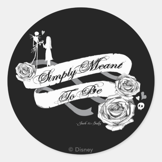 Hauntingly Jack & Sally "Simply Meant To Be" Classic Round Sticker (Front)