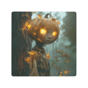 Hauntingly Pumpkin Head Metal Print