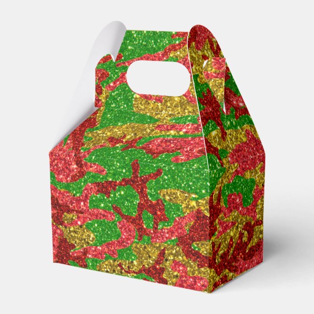 Haus Of Camo Gold Xmas Pattern Favor Boxes (Front Side)