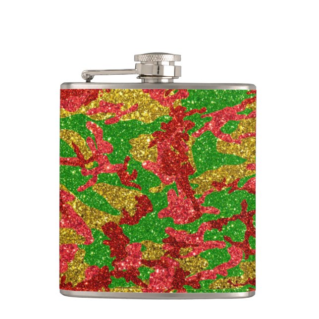 Haus Of Camo Gold Xmas Pattern Flask (Front)