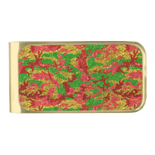 Haus Of Camo Gold Xmas Pattern Gold Finish Money Clip