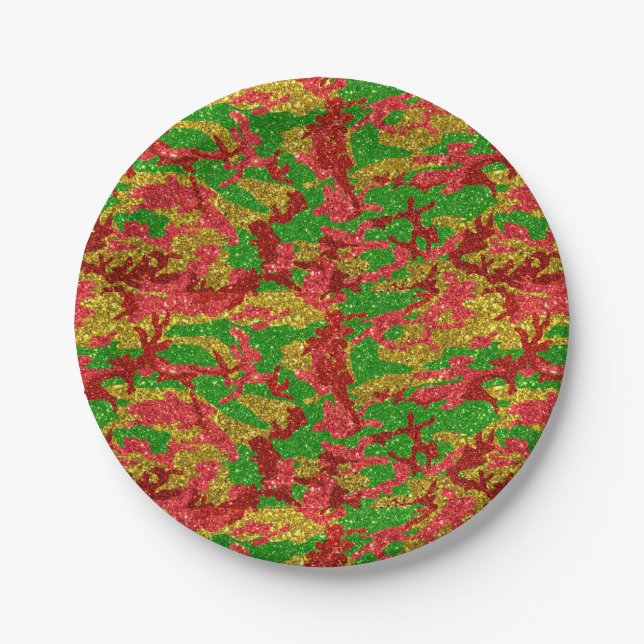Haus Of Camo Gold Xmas Pattern Paper Plates (Front)