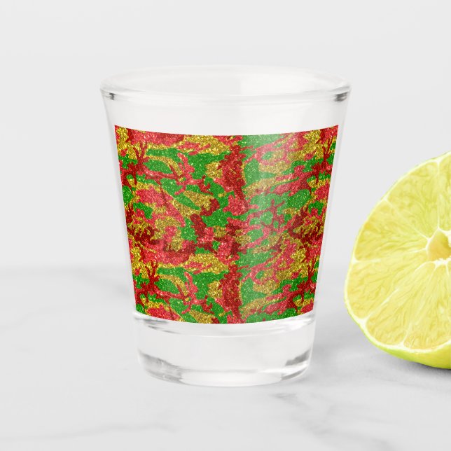 Haus Of Camo Gold Xmas Pattern Shot Glass (Front)