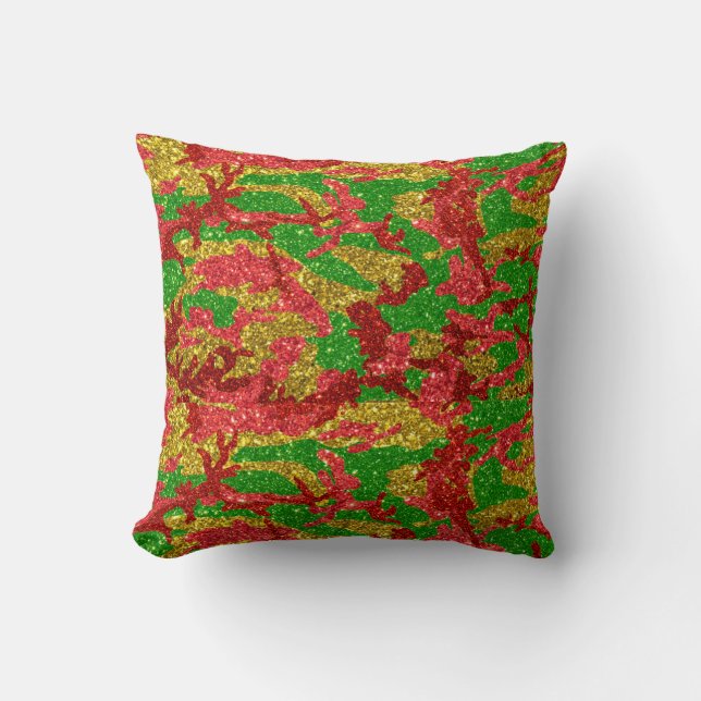 Haus Of Camo Gold Xmas Pattern Throw Pillow (Front)