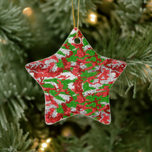 Haus Of Camo Silver Xmas Pattern Ceramic Ornament