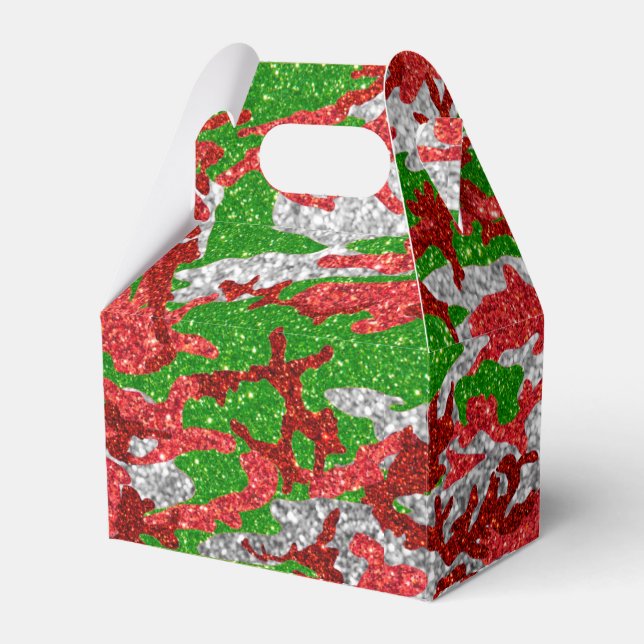 Haus Of Camo Silver Xmas Pattern Favor Boxes (Front Side)