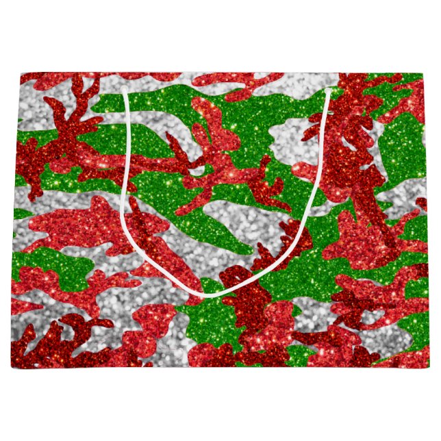 Haus Of Camo Silver Xmas Pattern Large Gift Bag (Front)