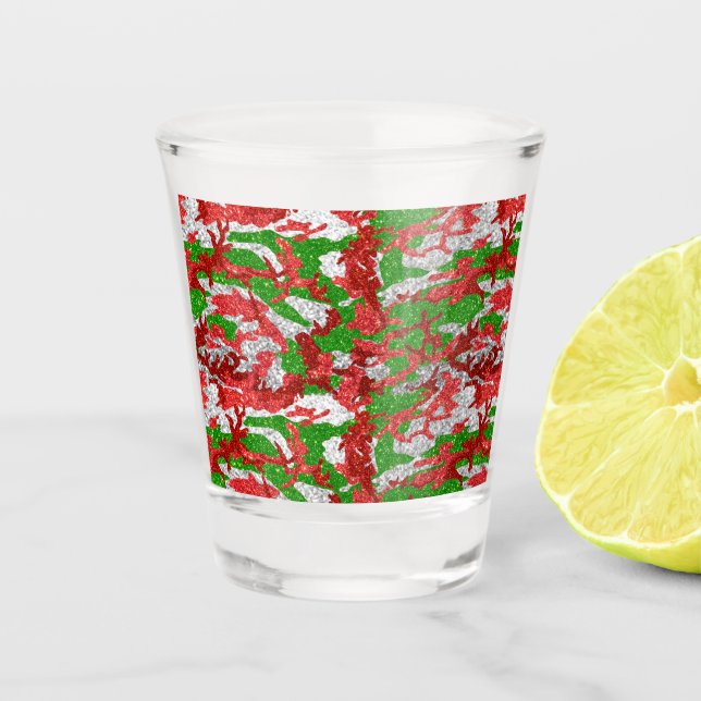 Haus Of Camo Silver Xmas Pattern Shot Glass (Front)