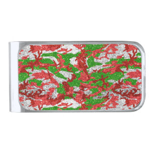 Haus Of Camo Silver Xmas Pattern Silver Finish Money Clip