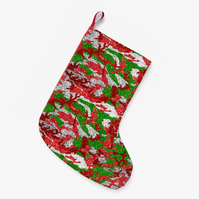 Haus Of Camo Silver Xmas Pattern Small Christmas Stocking (Front (Hanging))