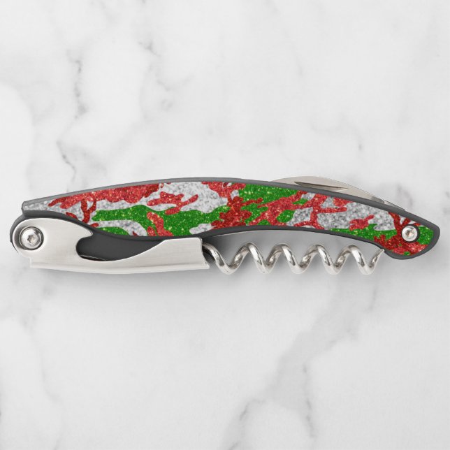 Haus Of Camo Silver Xmas Pattern Waiter's Corkscrew (Front)