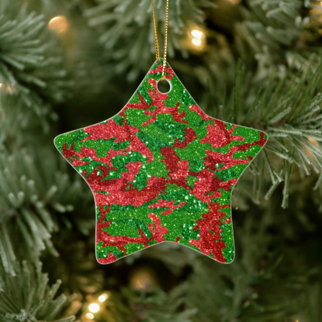 Haus Of Camo Xmas Glitter Camouflage Ceramic Ornament (Tree)
