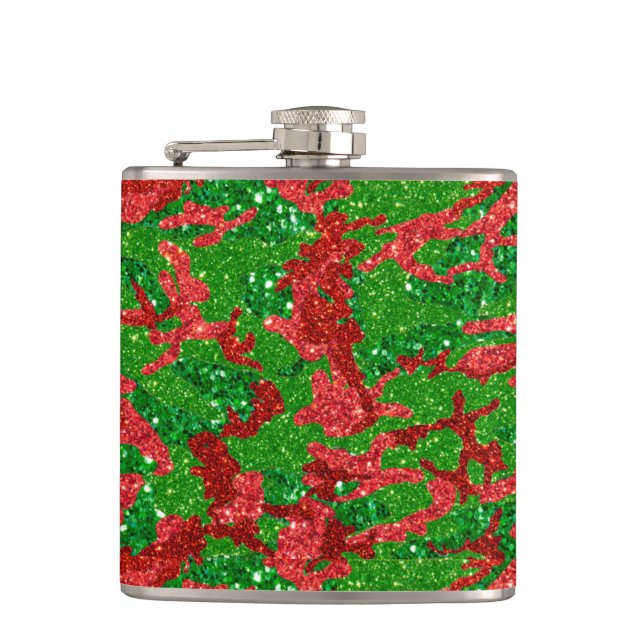 Haus Of Camo Xmas Glitter Camouflage Flask (Front)