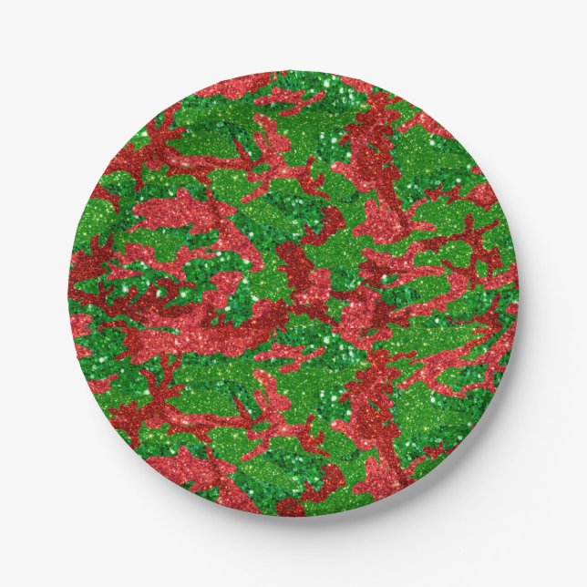 Haus Of Camo Xmas Glitter Camouflage Paper Plates (Front)