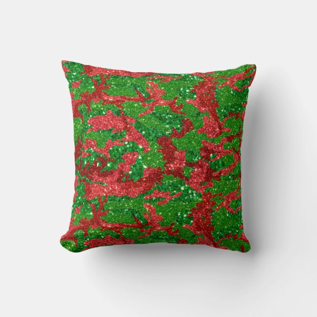 Haus Of Camo Xmas Glitter Camouflage Throw Pillow (Front)