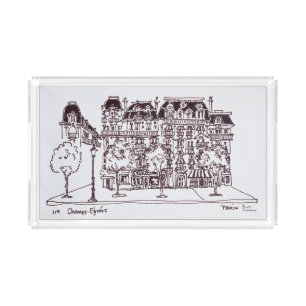 Haussmann Architecture Champs Elysees, Paris Acrylic Tray