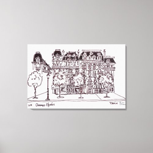 Haussmann Architecture  Champs Elysees Paris Canvas Print