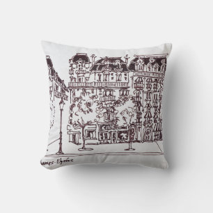 Haussmann Architecture Champs Elysees, Paris Throw Pillow