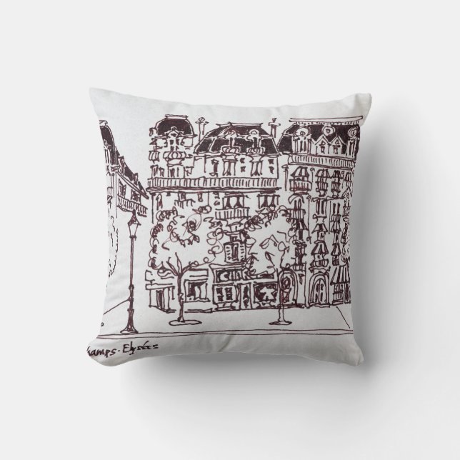 Haussmann Architecture | Champs Elysees, Paris Throw Pillow (Front)