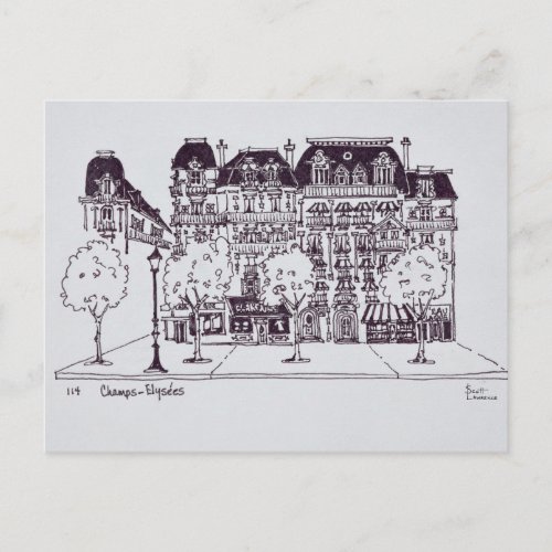 Haussmann Architecture  Champs Elysees Postcard