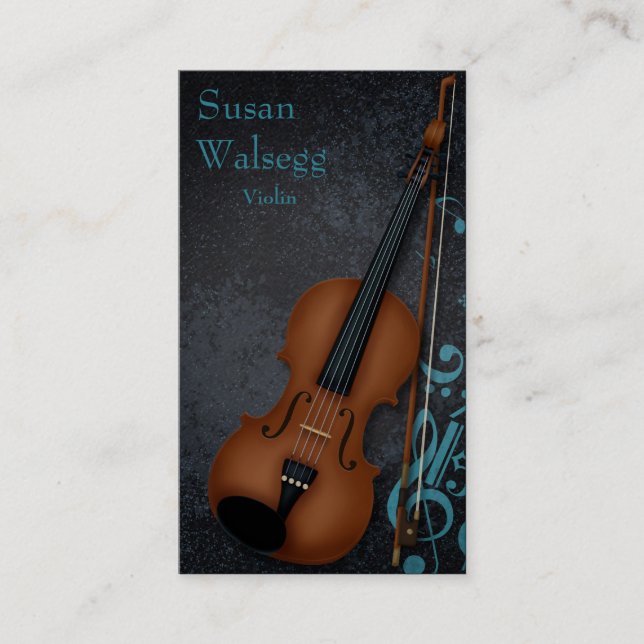 Haute Bohème Trompe-L'oeil Violin Premium Business Card (Front)
