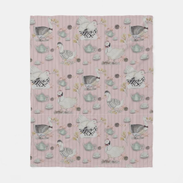 Haute Couture Chicken print Fleece Blanket (Front)