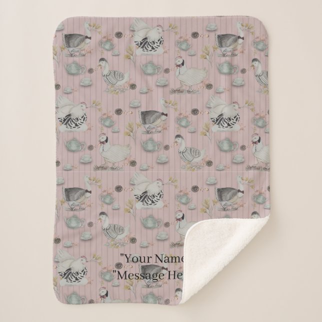 Haute Couture Chicken print Sherpa Blanket (Front)
