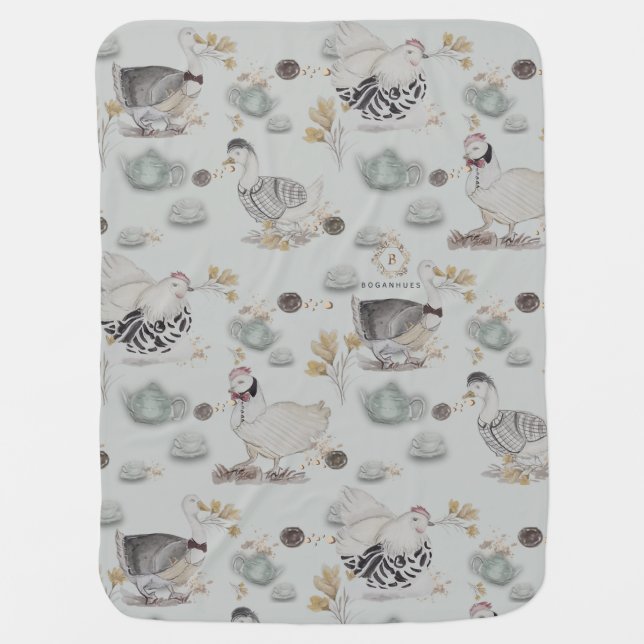 Haute Couture Ducks & Chicken Baby  Blanket (Front)