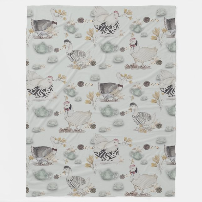 Haute Couture Ducks & Chicken Baby  Fleece Blanket (Front)
