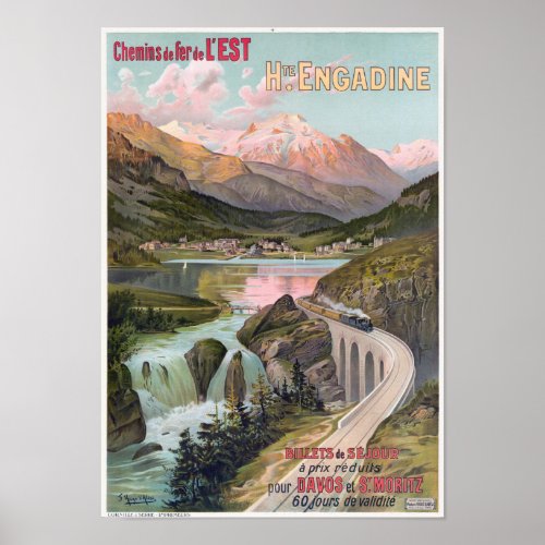 Haute Engadine Switzerland Vintage Poster 1910