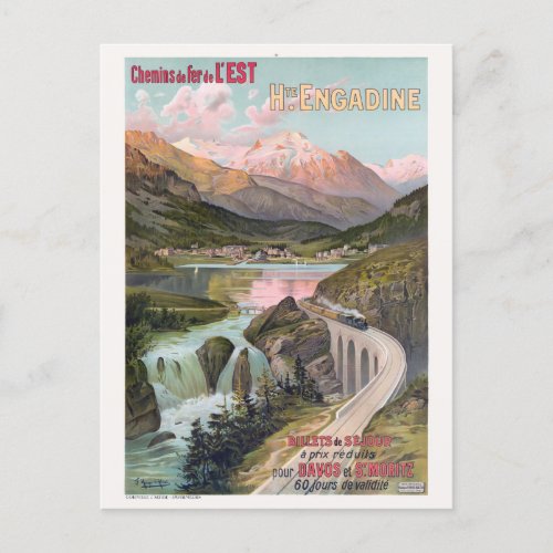 Haute Engadine Switzerland Vintage Poster 1910 Postcard