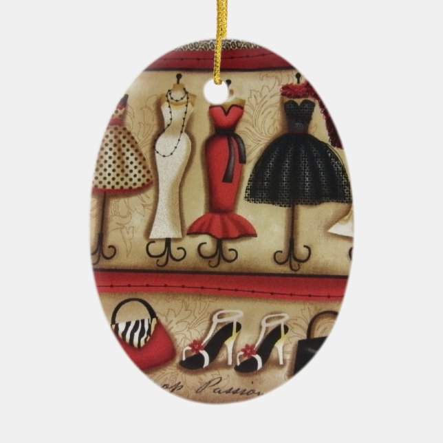 Haute Fashion Ceramic Ornament (Front)