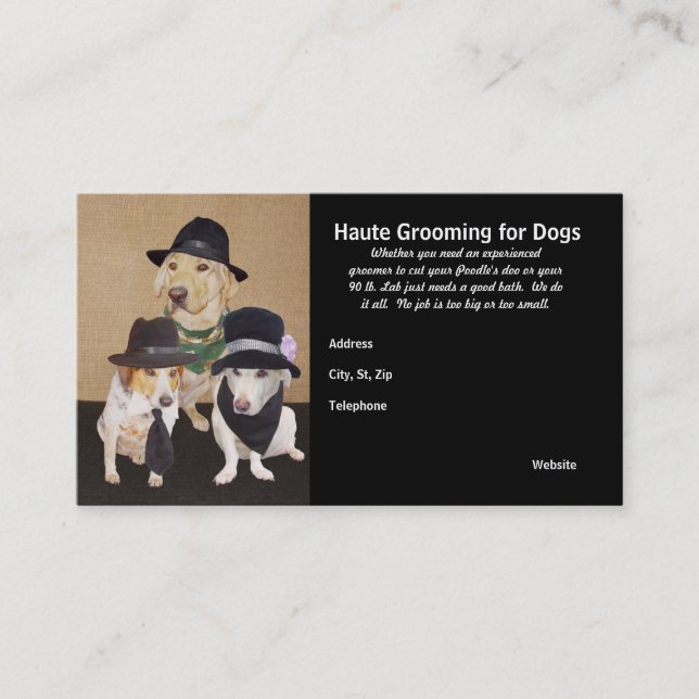 Haute Grooming for Dogs Business Card (Front)