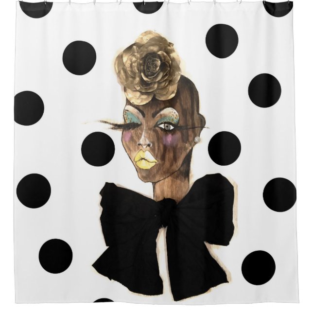 HAUTE Polka Dot Shower Curtain (Front)