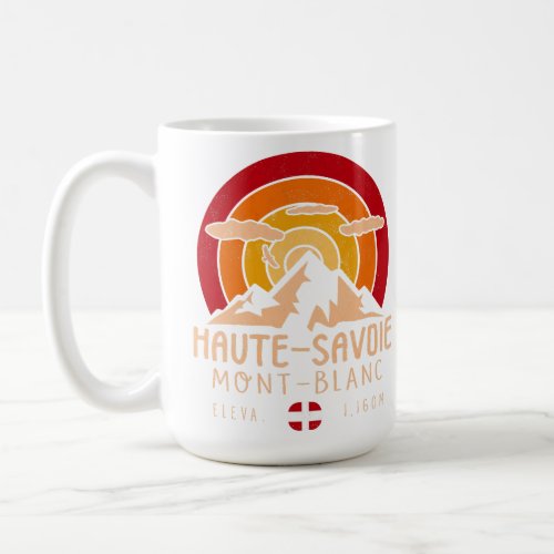 Haute_Savoie France Retro Sunset Skiing Souvenirs Coffee Mug