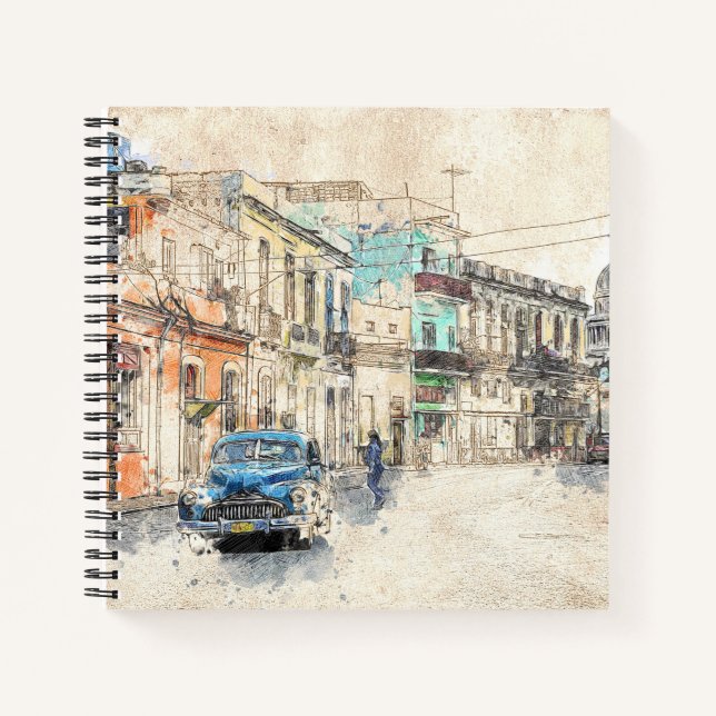 Havan Cuba Water Color Illustration Notebook (Front)
