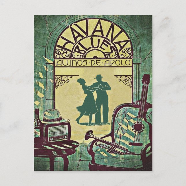 Havana Blues, dancing couple, party, vintage Invitation Postcard (Front)