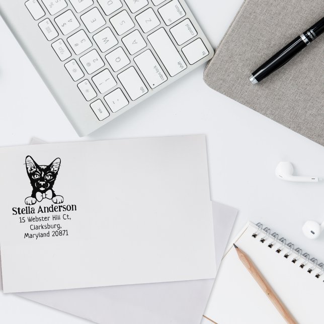 Havana Brown Cat Return Address  Rubber Stamp (Creator Uploaded)