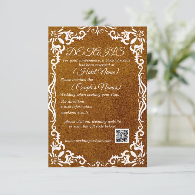 Havana Brown Minimal Elegant Wedding Enclosure Car Card (Standing Front)