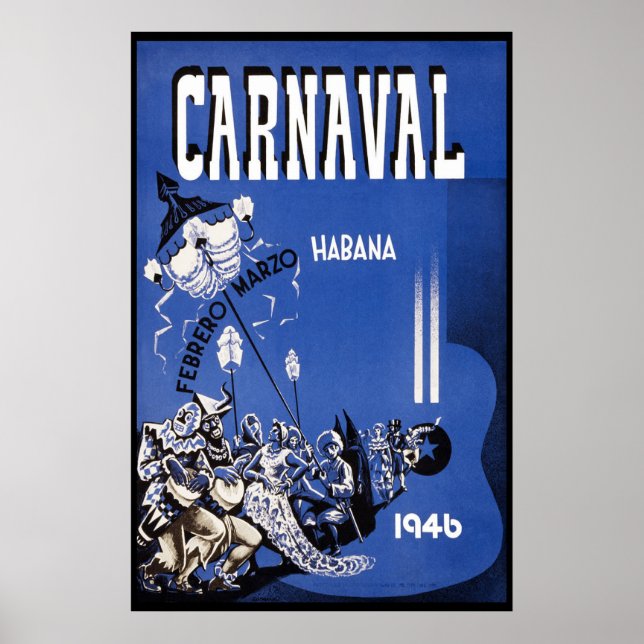 Havana Carnival 1946 Vintage Travel Poster (Front)