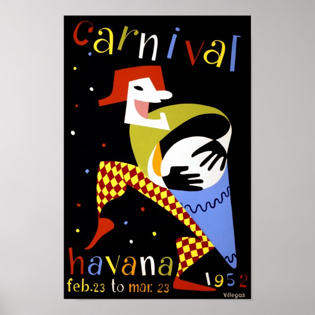 Havana Carnival Vintage Travel Poster (Front)