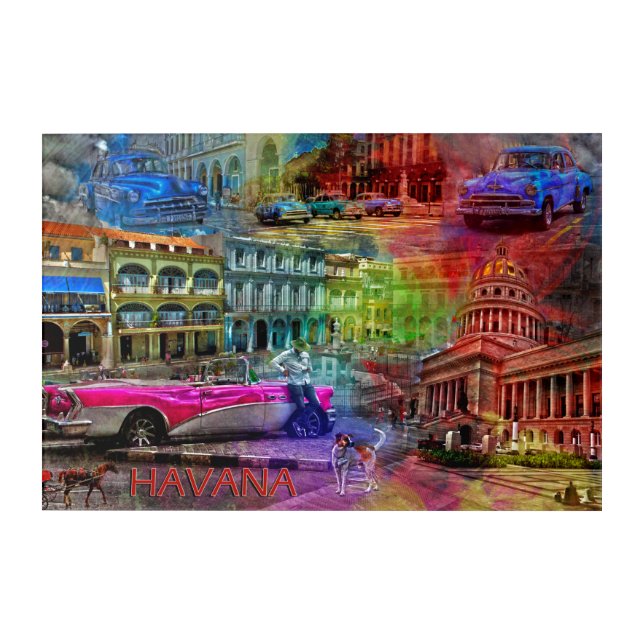 Havana City Collage Acrylic Print (Front)