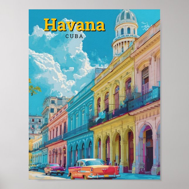 Havana Cuba Art Vintage Travel  Poster (Front)