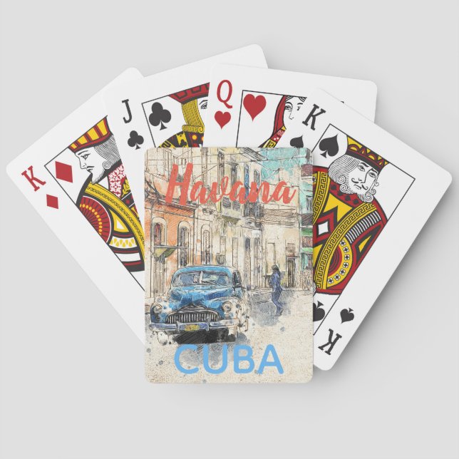 Havana Cuba Car in Street Scene Poker Cards (Back)