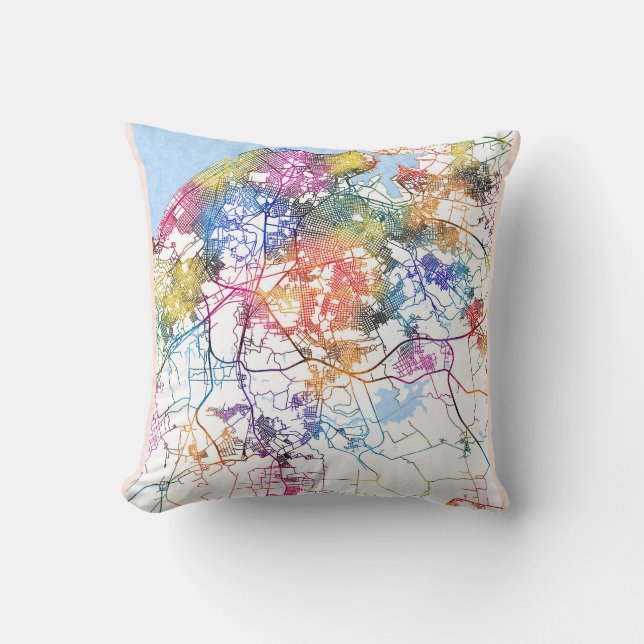 Havana Cuba City Map Throw Pillow (Front)