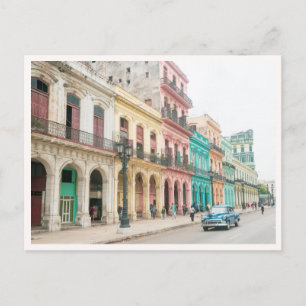 Havana Cuba Colorful Architecture & Classic Car Postcard
