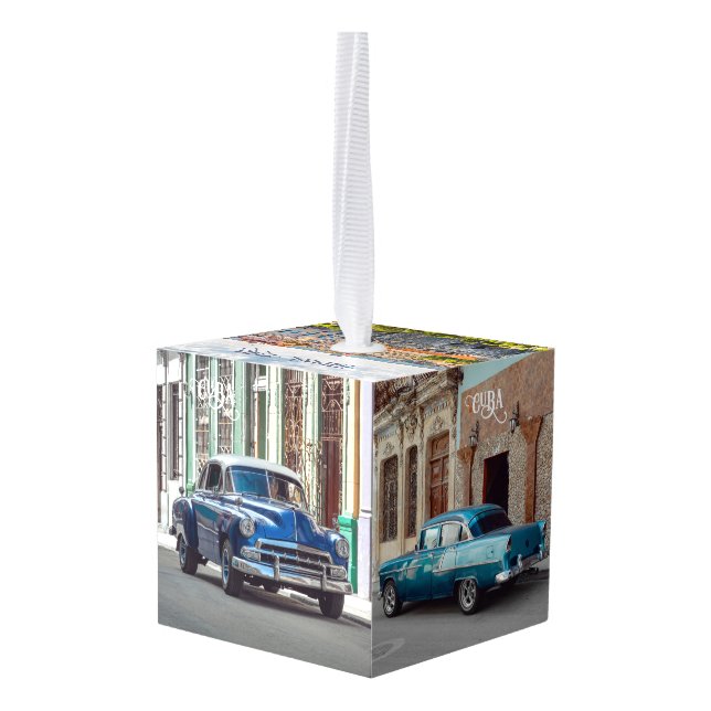 Havana CUBA Cube Ornament (Back Angled)