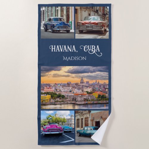 Havana CUBA Custom Name Beach Towel